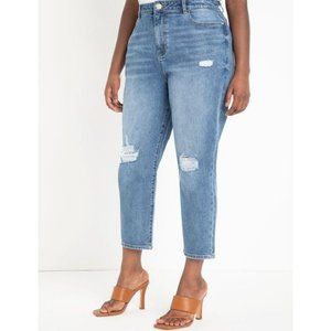 Eloquii Denim Ankle Crop Jean Size 14 Distressed Blue Denim